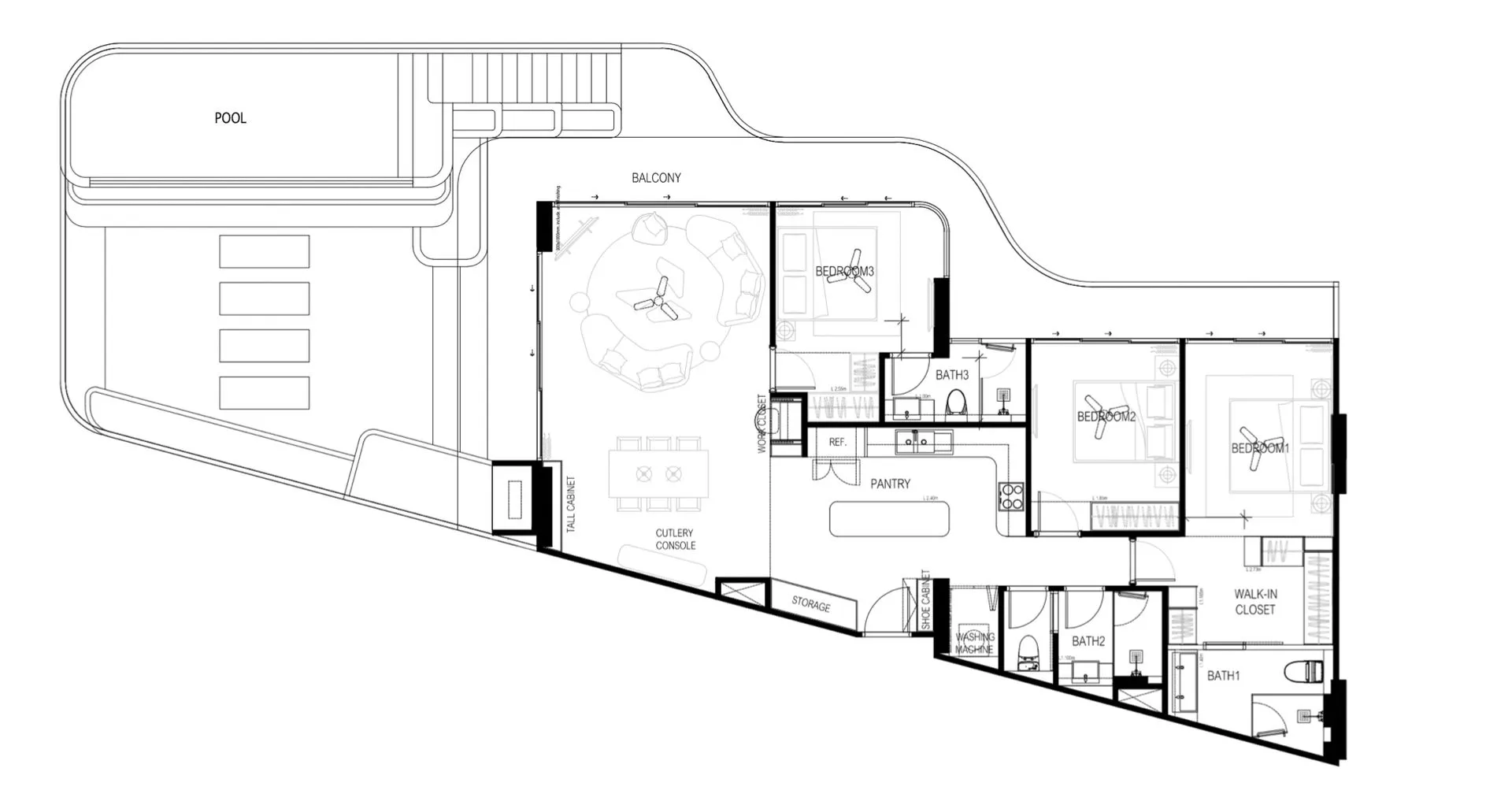 3-bedroom condo, 221 sqm