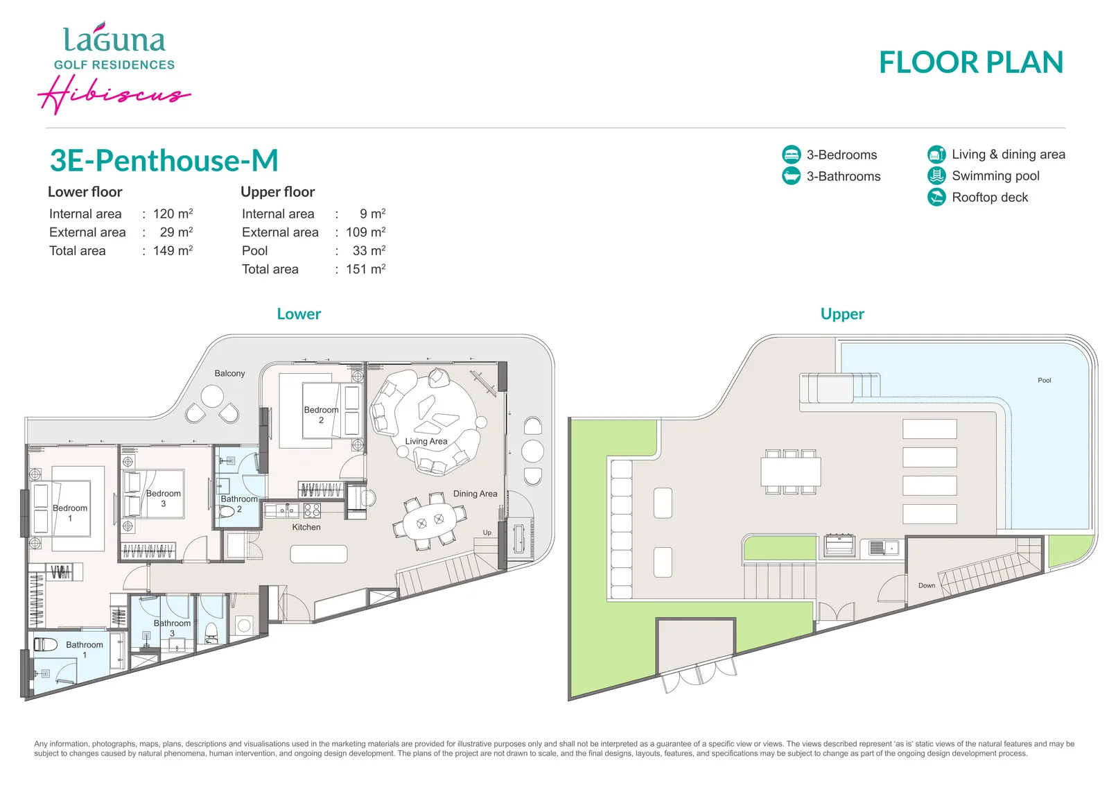 3-bedroom condo, 221 sqm