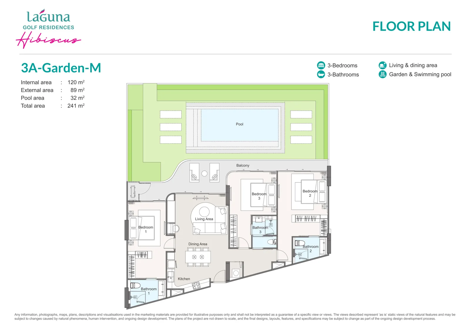 3-bedroom condo, 221 sqm