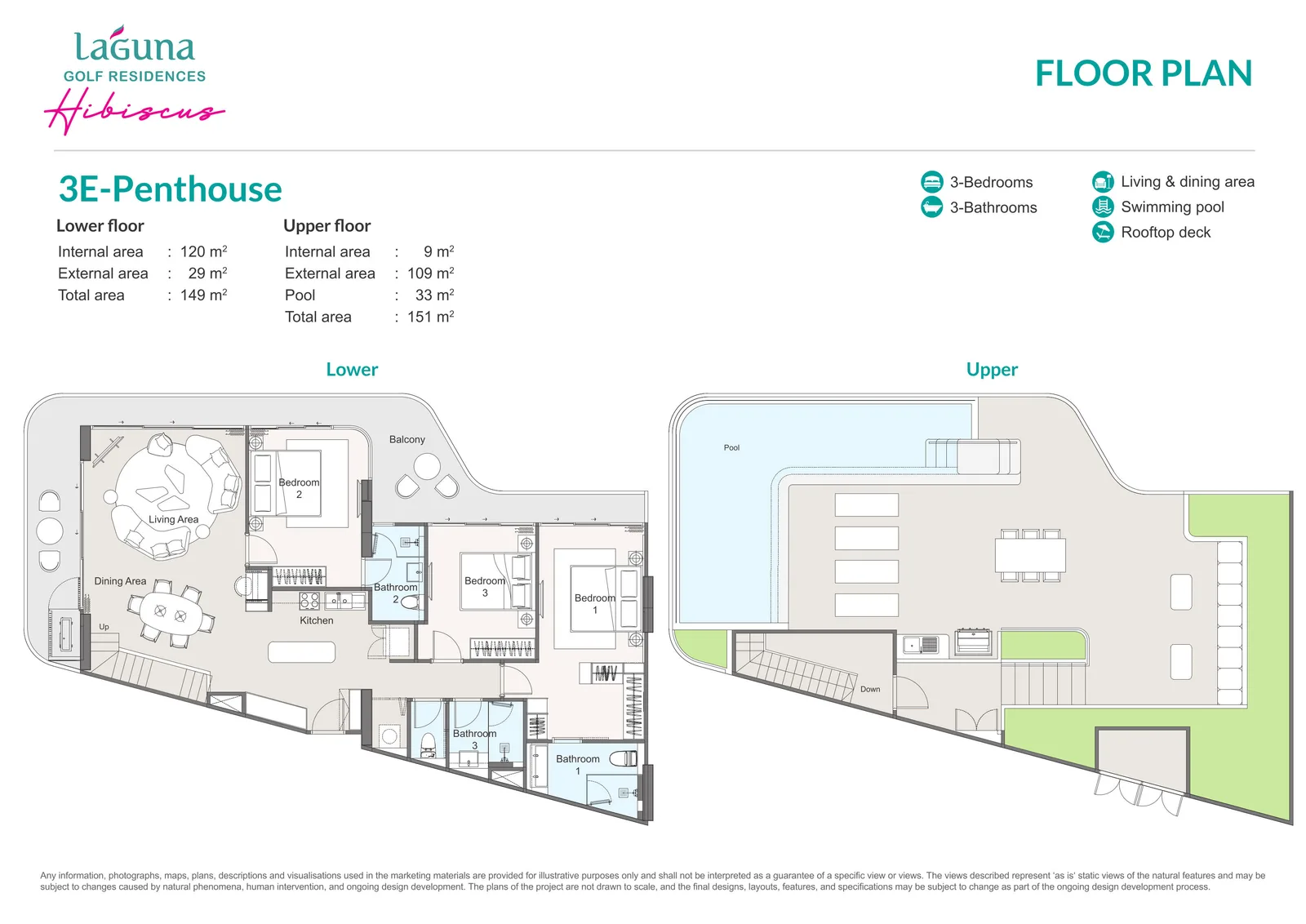 3-bedroom condo, 221 sqm