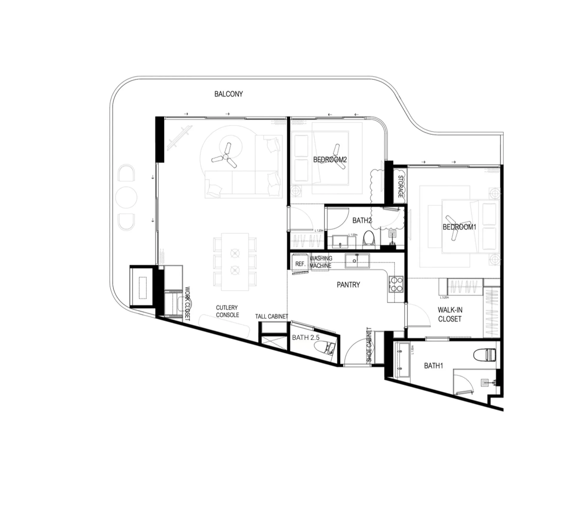 3-bedroom condo, 221 sqm