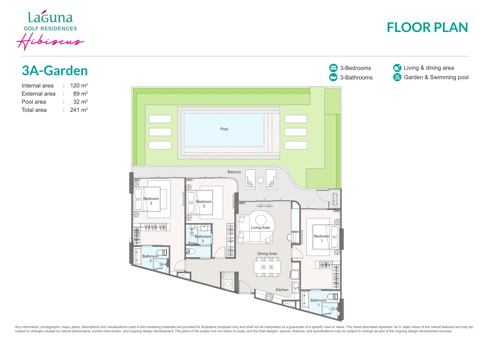 3-bedroom condo, 221 sqm
