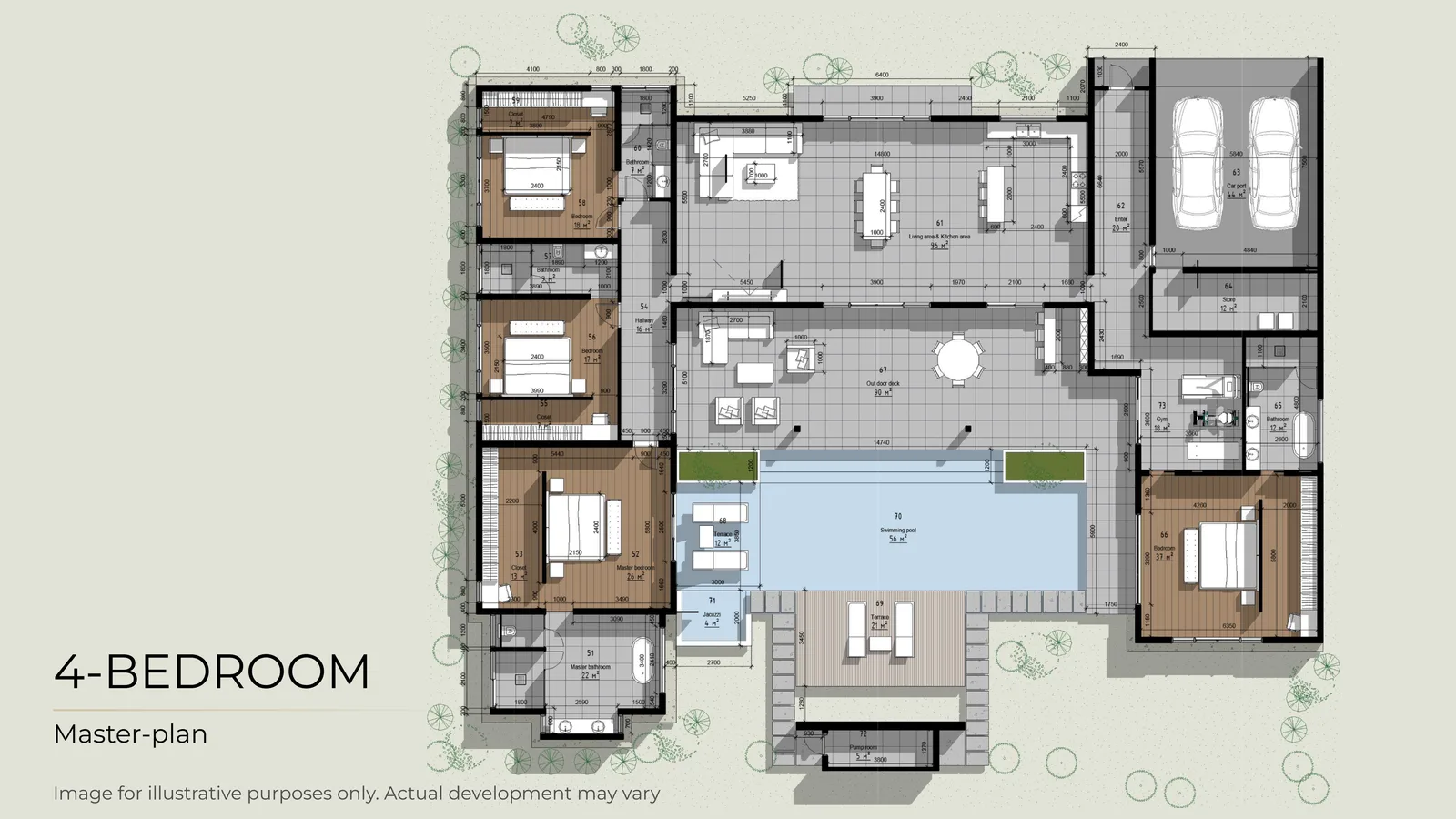 4-bedroom villa, 593 sqm