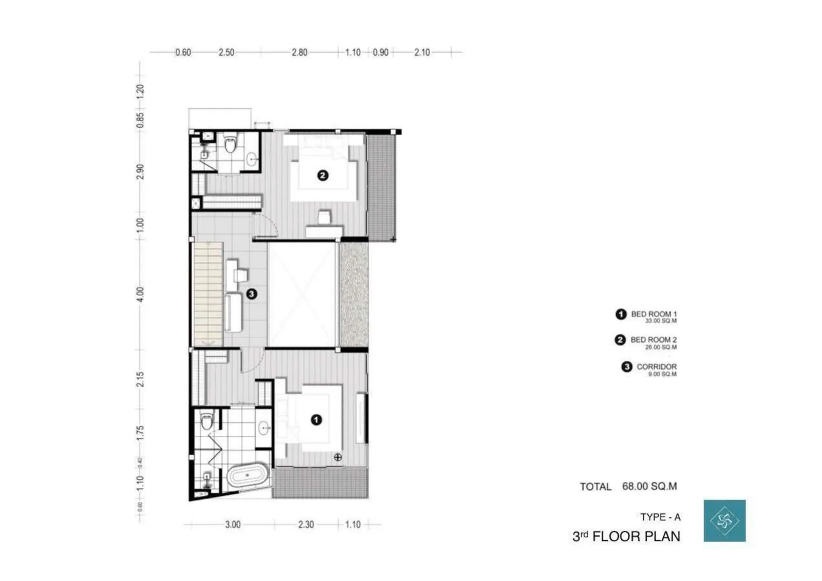 3-bedroom villa, 225 sqm