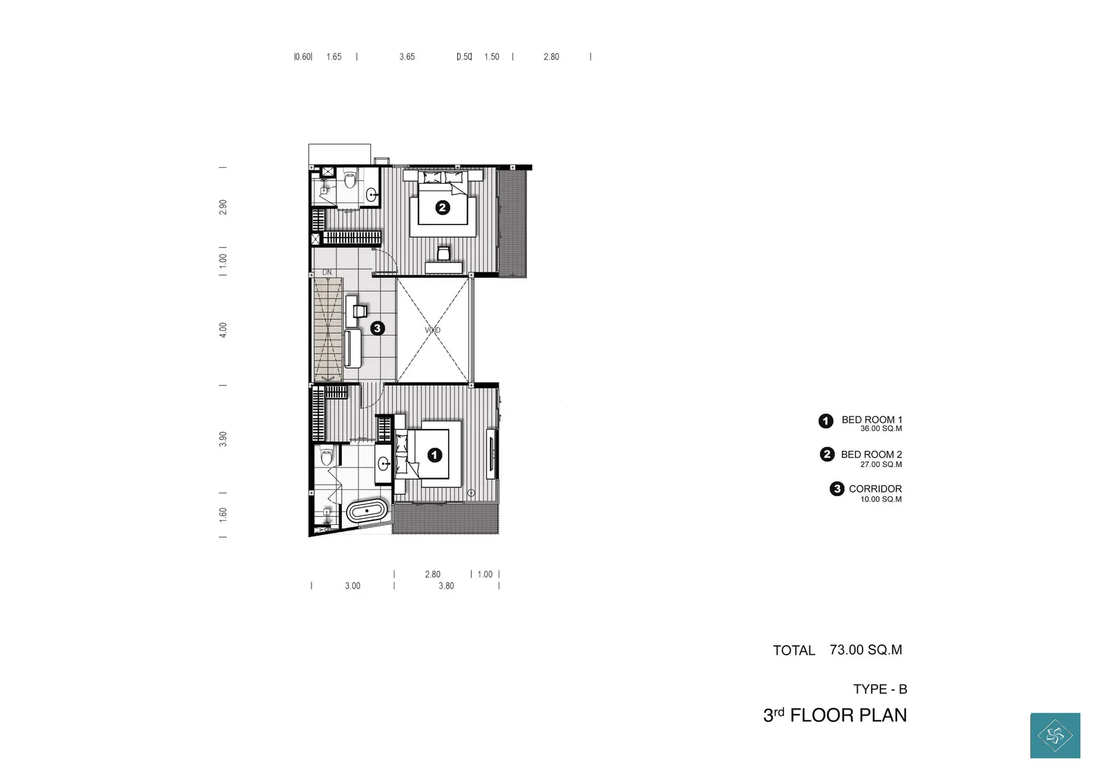 3-bedroom villa, 225 sqm