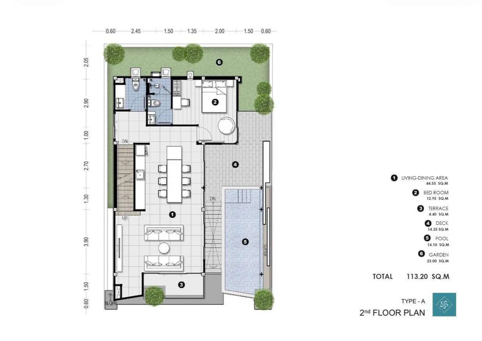 3-bedroom villa, 225 sqm
