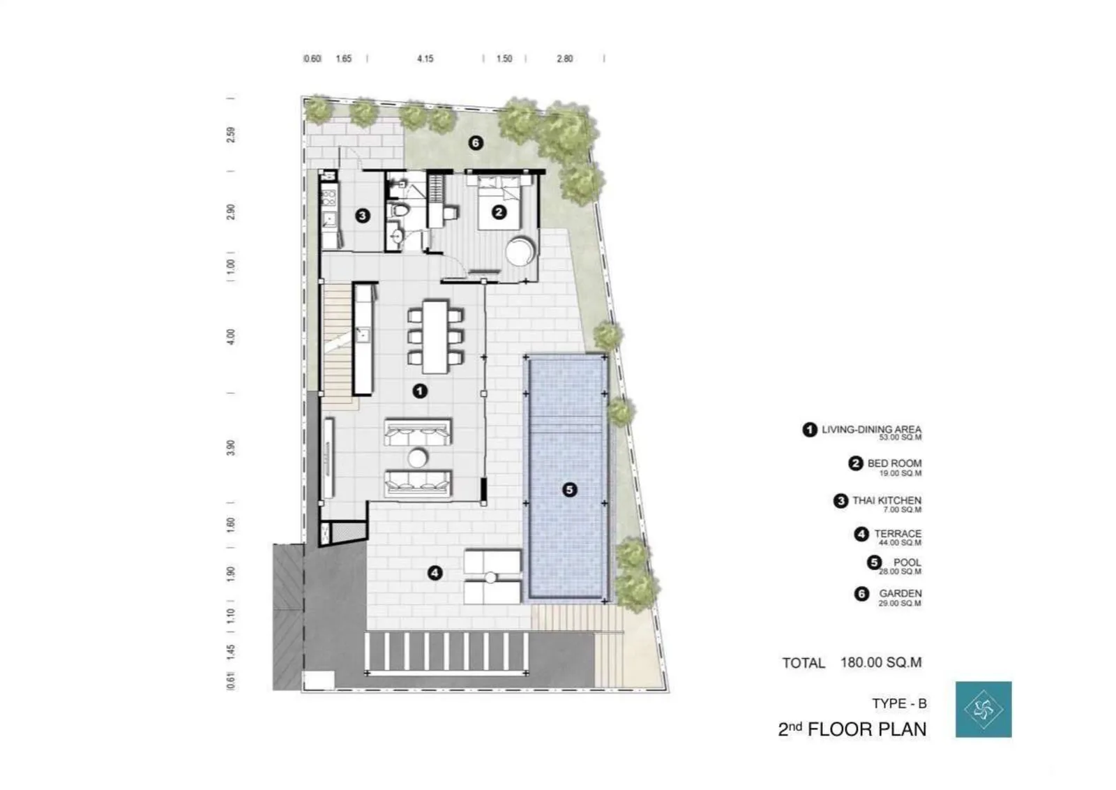 3-bedroom villa, 225 sqm