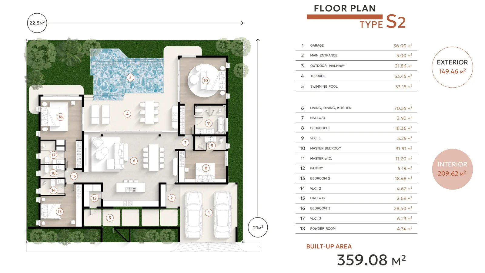 4-bedroom villa, 359 sqm