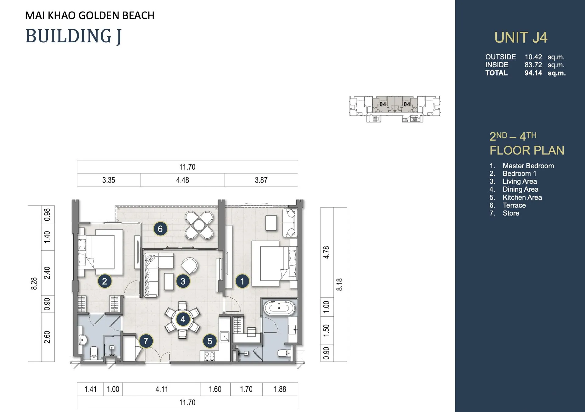 2-bedroom condo, 88 sqm