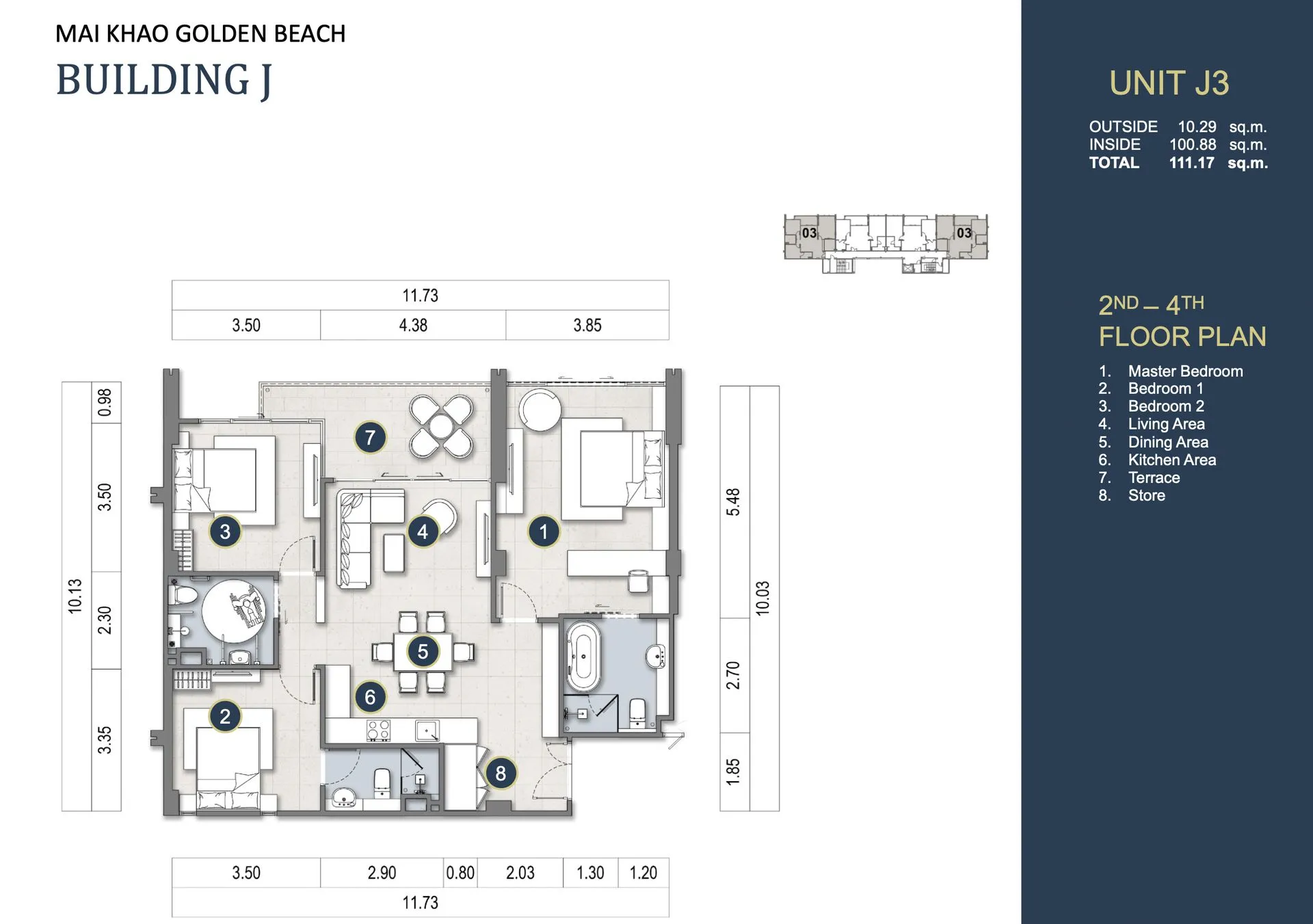 3-bedroom condo, 106 sqm