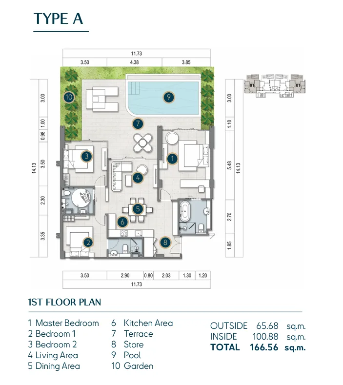 3-bedroom condo, 106 sqm