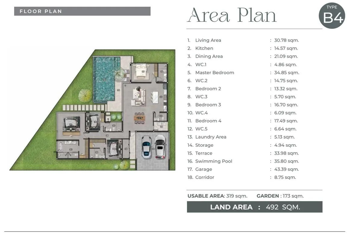 4-bedroom villa, 319 sqm