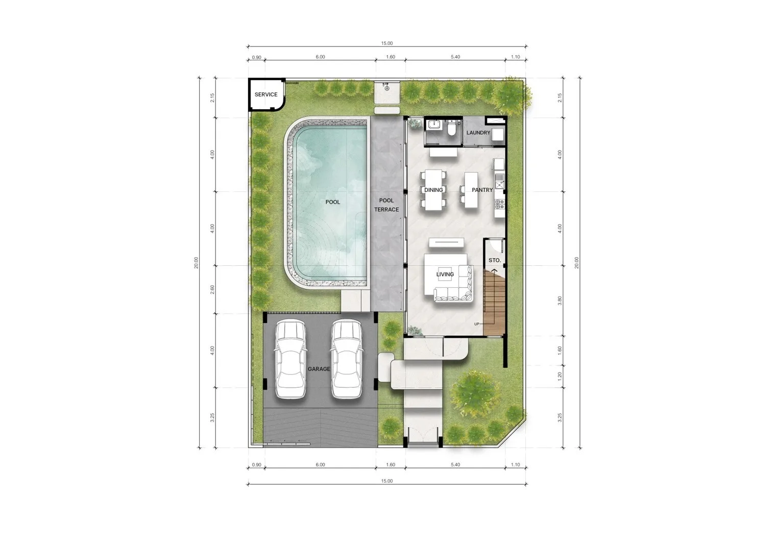 3-bedroom villa, 300 sqm
