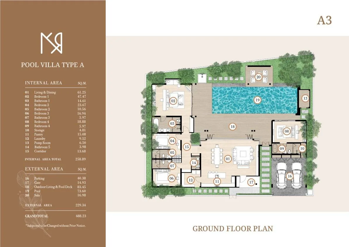 4-bedroom villa, 458 sqm