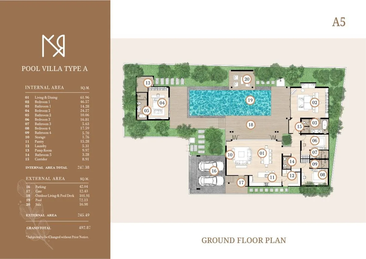 4-bedroom villa, 458 sqm