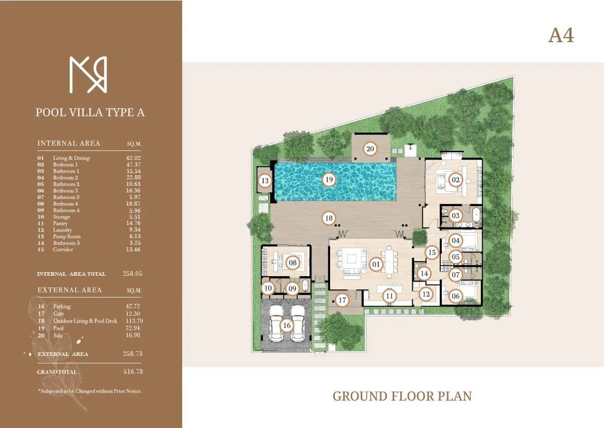 4-bedroom villa, 458 sqm