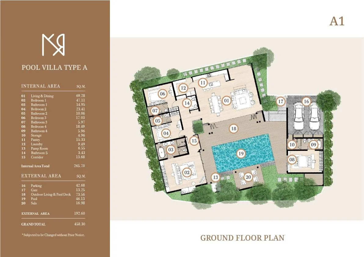 4-bedroom villa, 458 sqm