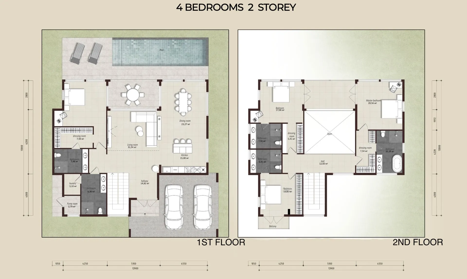 4-bedroom villa, 232 sqm