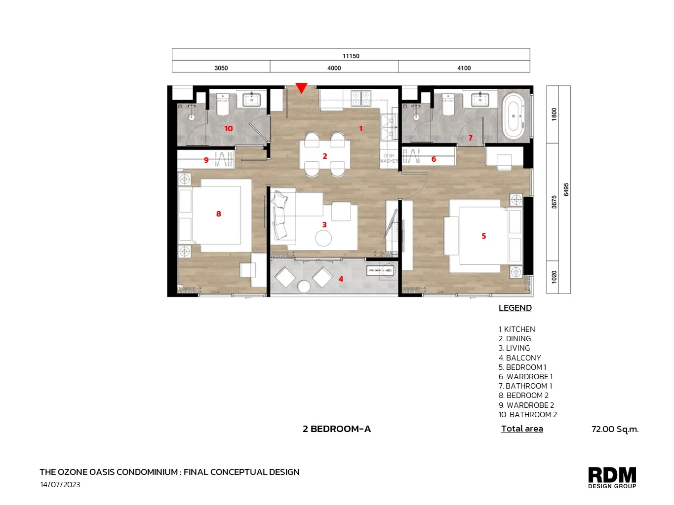 1-bedroom condo, 36 sqm