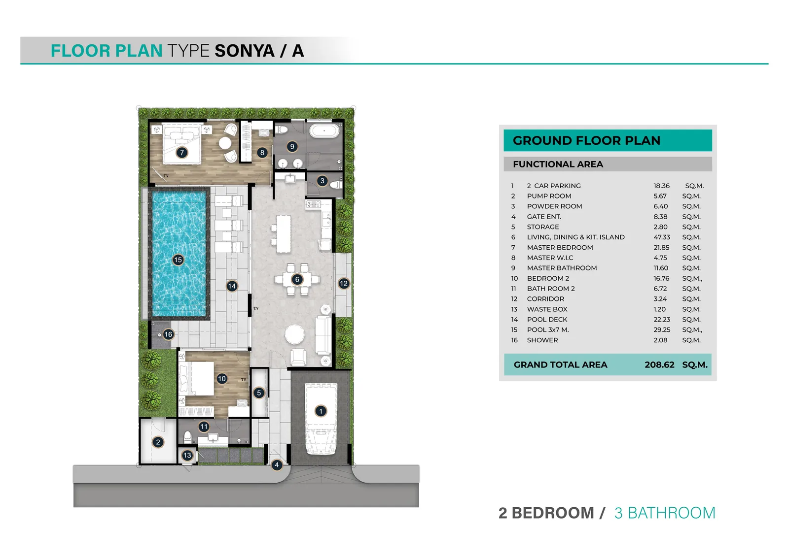 2-bedroom villa, 209 sqm