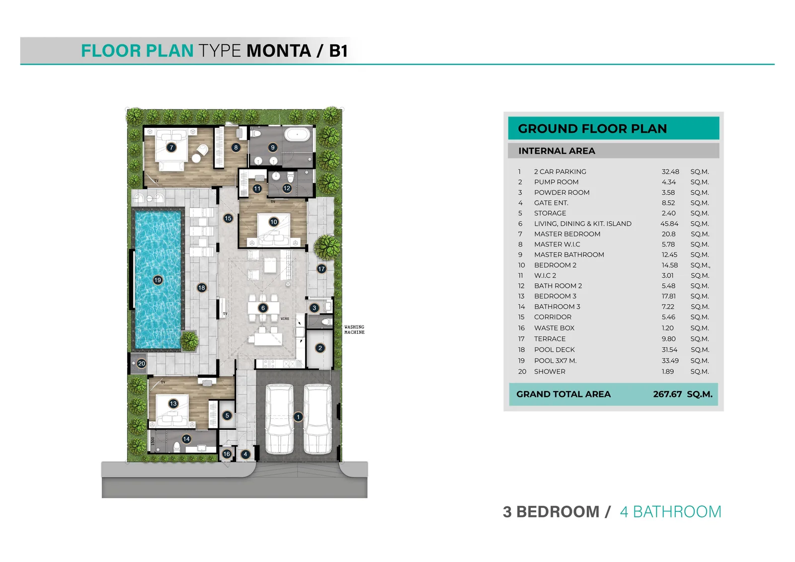 3-bedroom villa, 277 sqm
