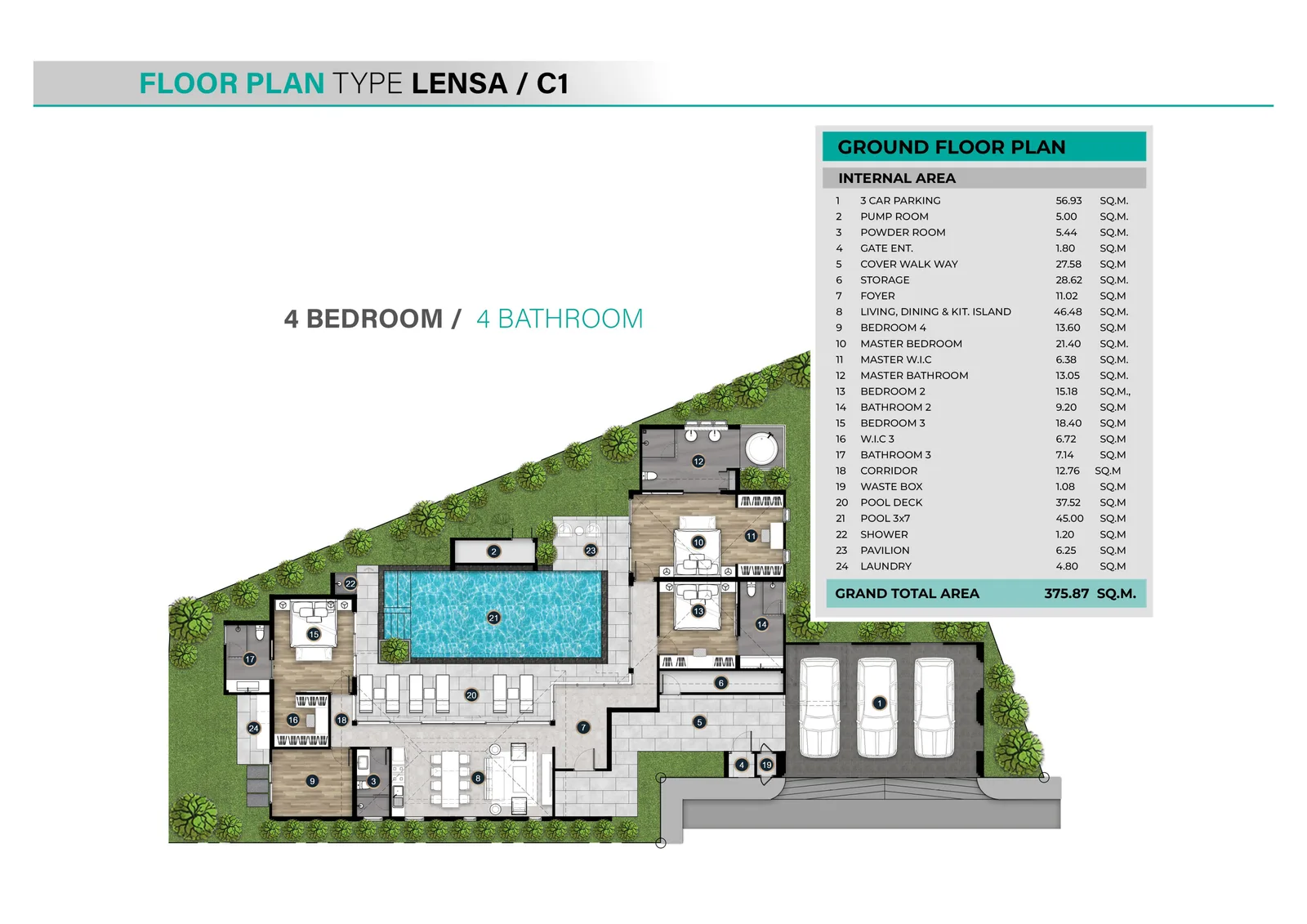 4-bedroom villa, 354 sqm