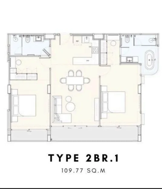 2-bedroom condo, 110 sqm