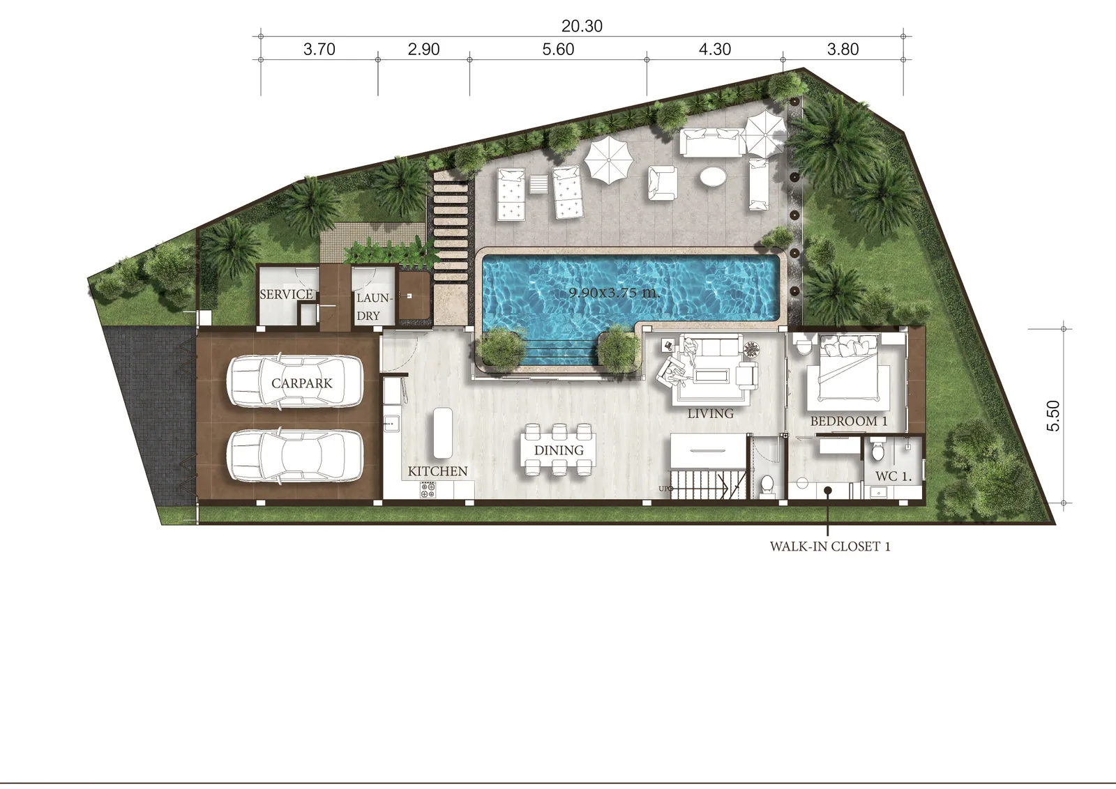 3-bedroom villa, 240 sqm