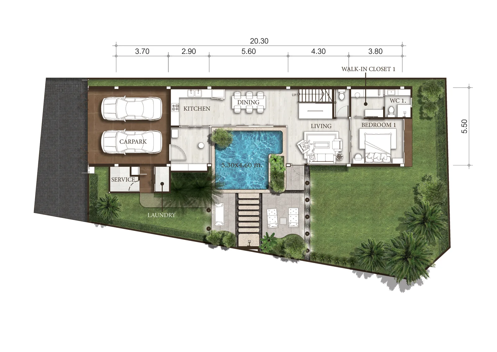 3-bedroom villa, 240 sqm
