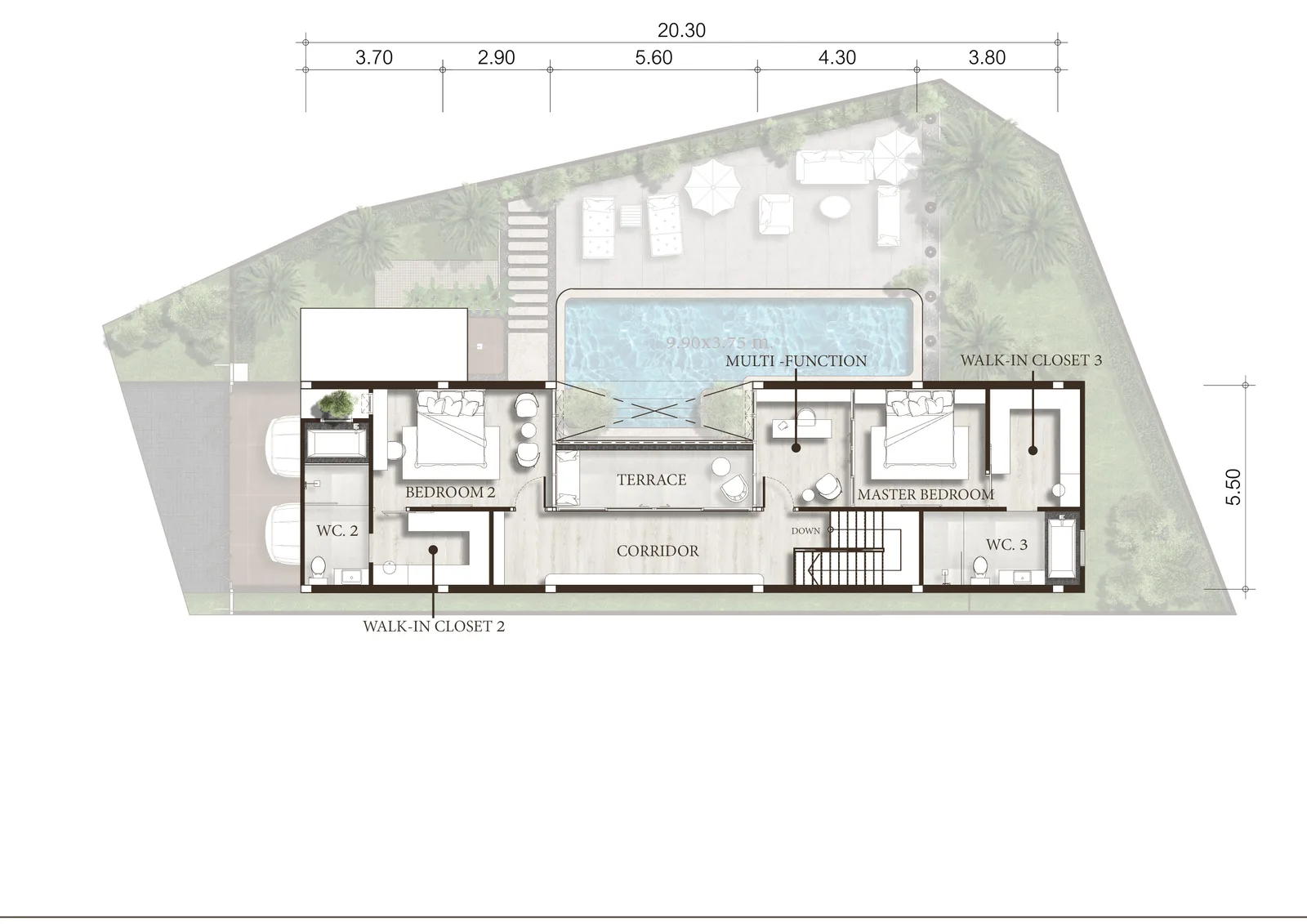 3-bedroom villa, 240 sqm