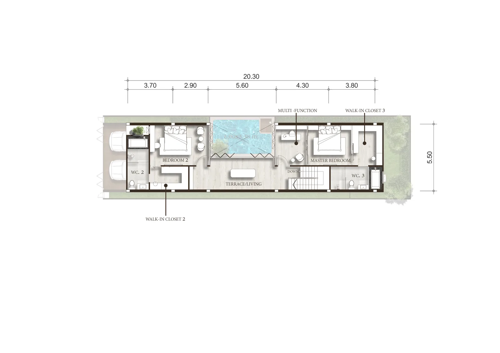 3-bedroom villa, 240 sqm