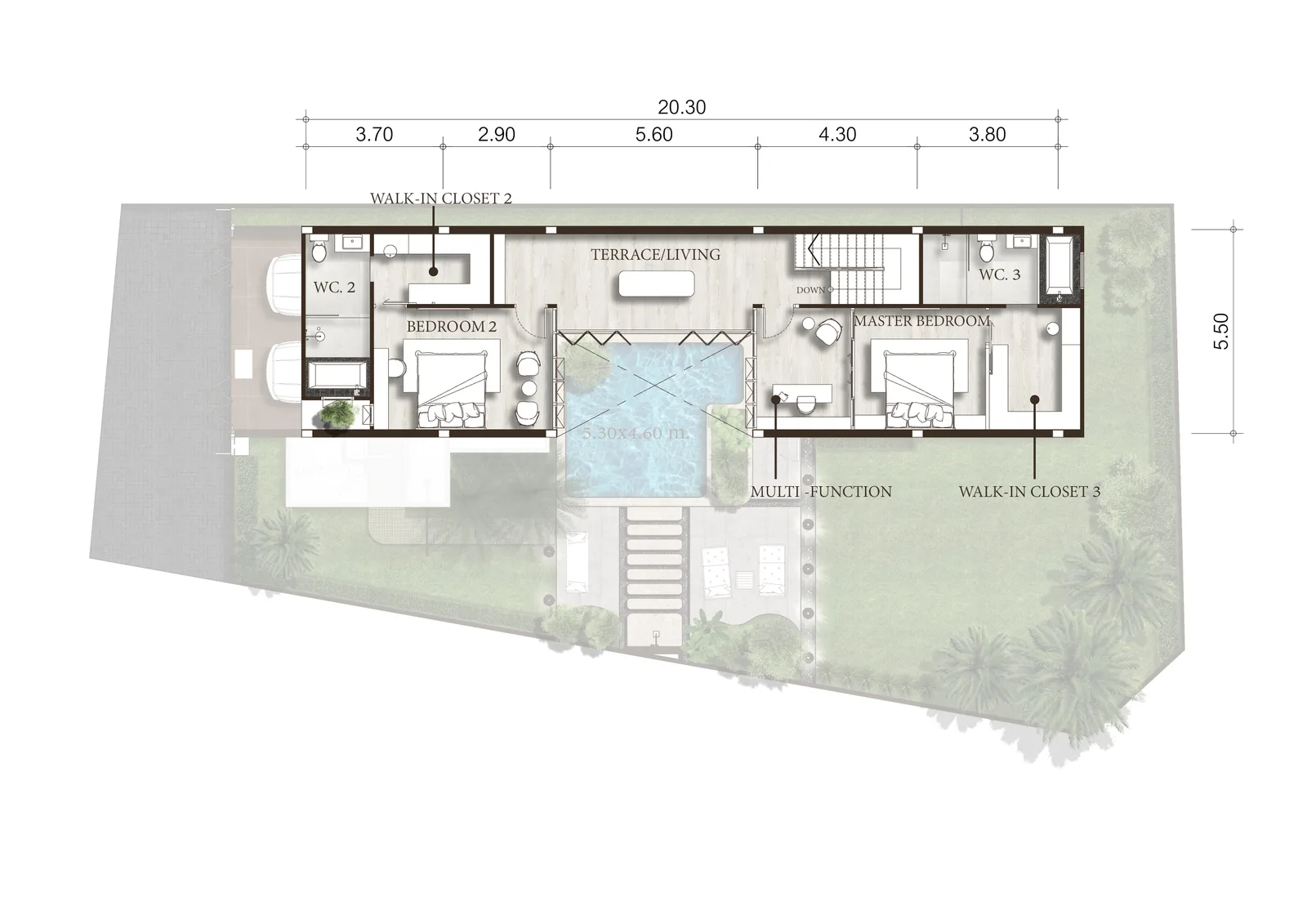 3-bedroom villa, 240 sqm