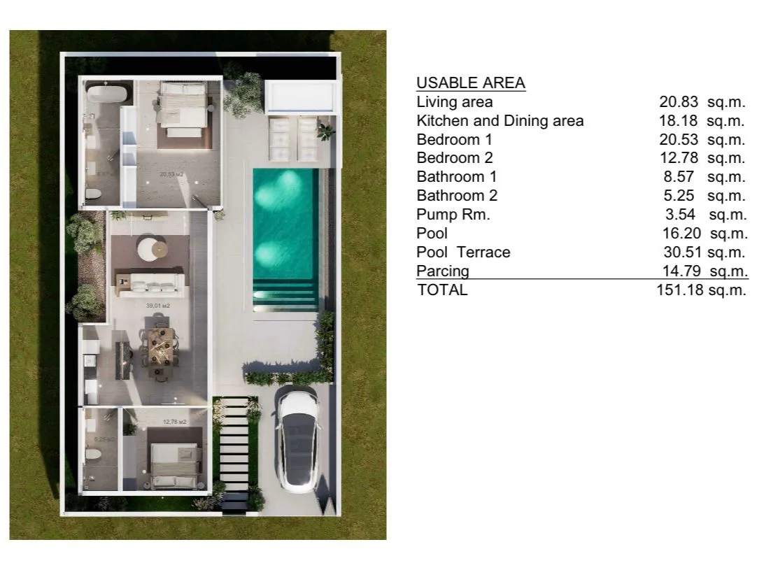 2-bedroom villa, 146 sqm