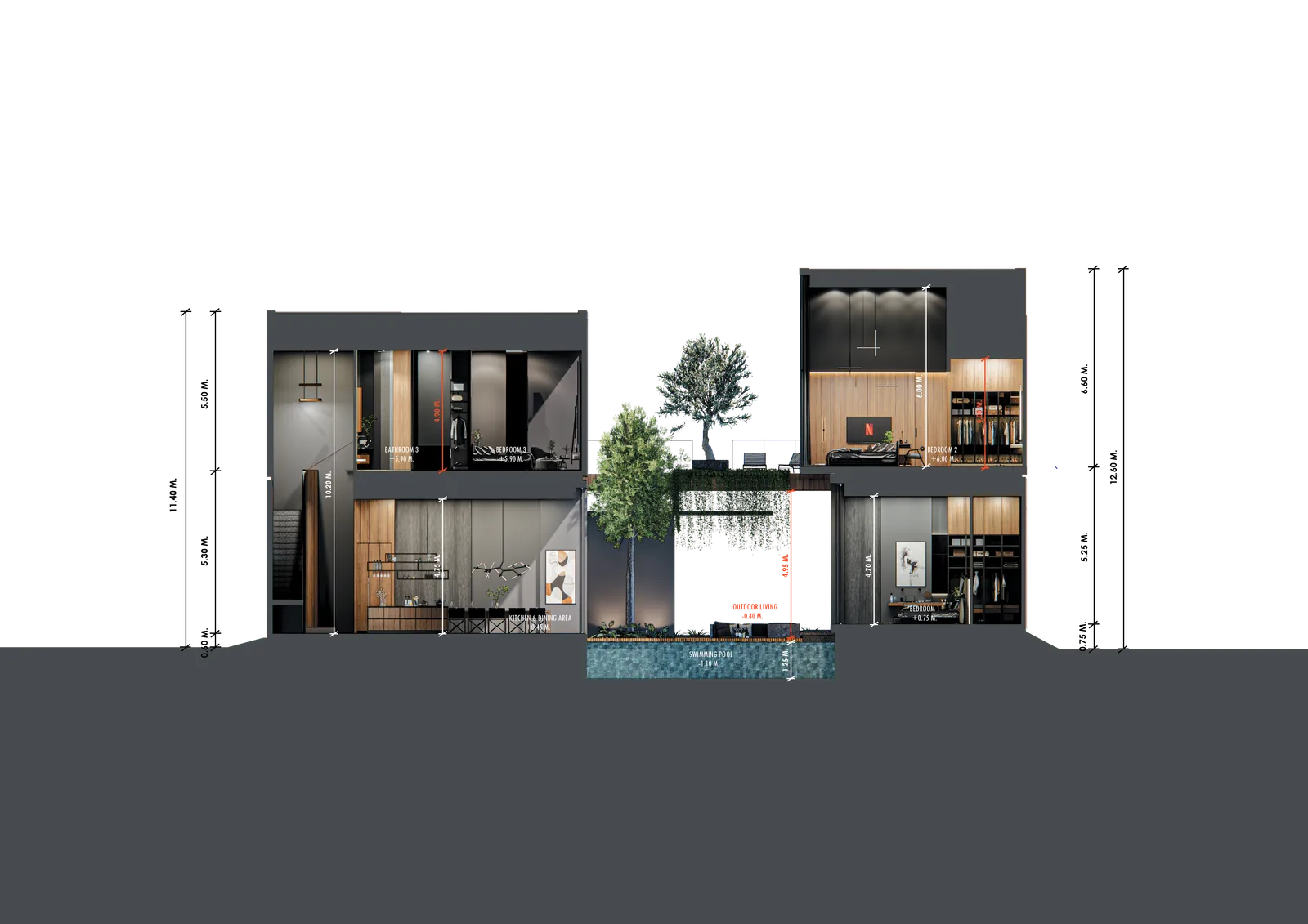 3-bedroom villa, 425 sqm
