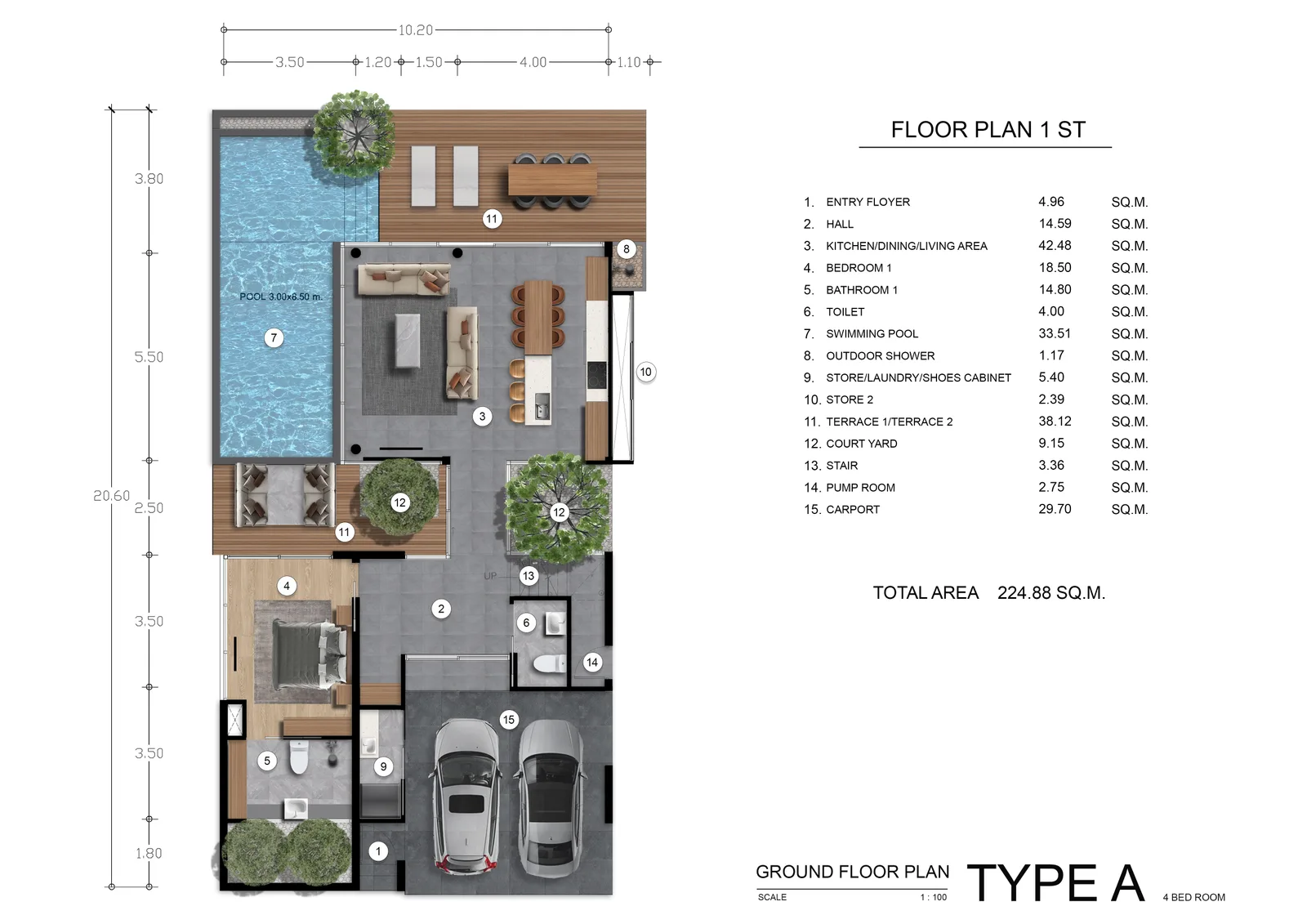 4-bedroom villa, 304 sqm