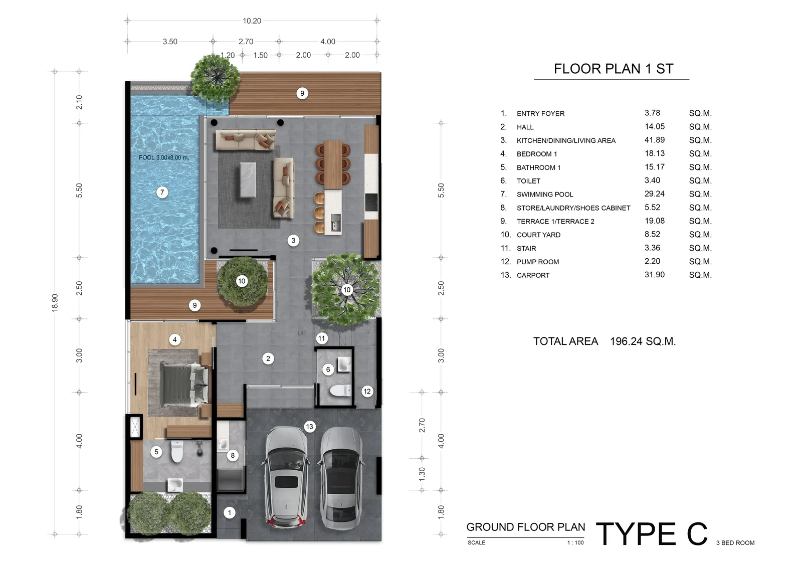 4-bedroom villa, 304 sqm