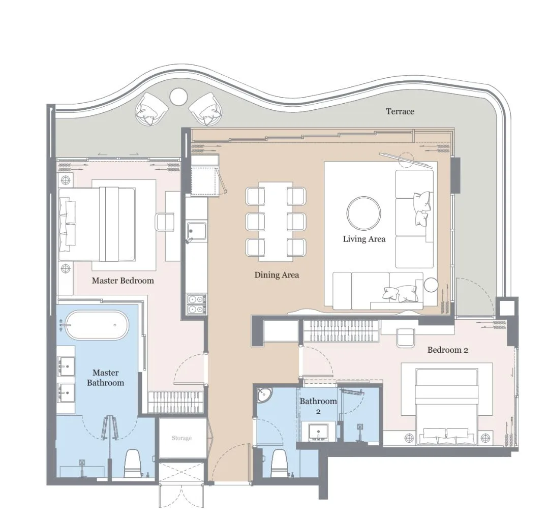 2-bedroom condo, 113 sqm
