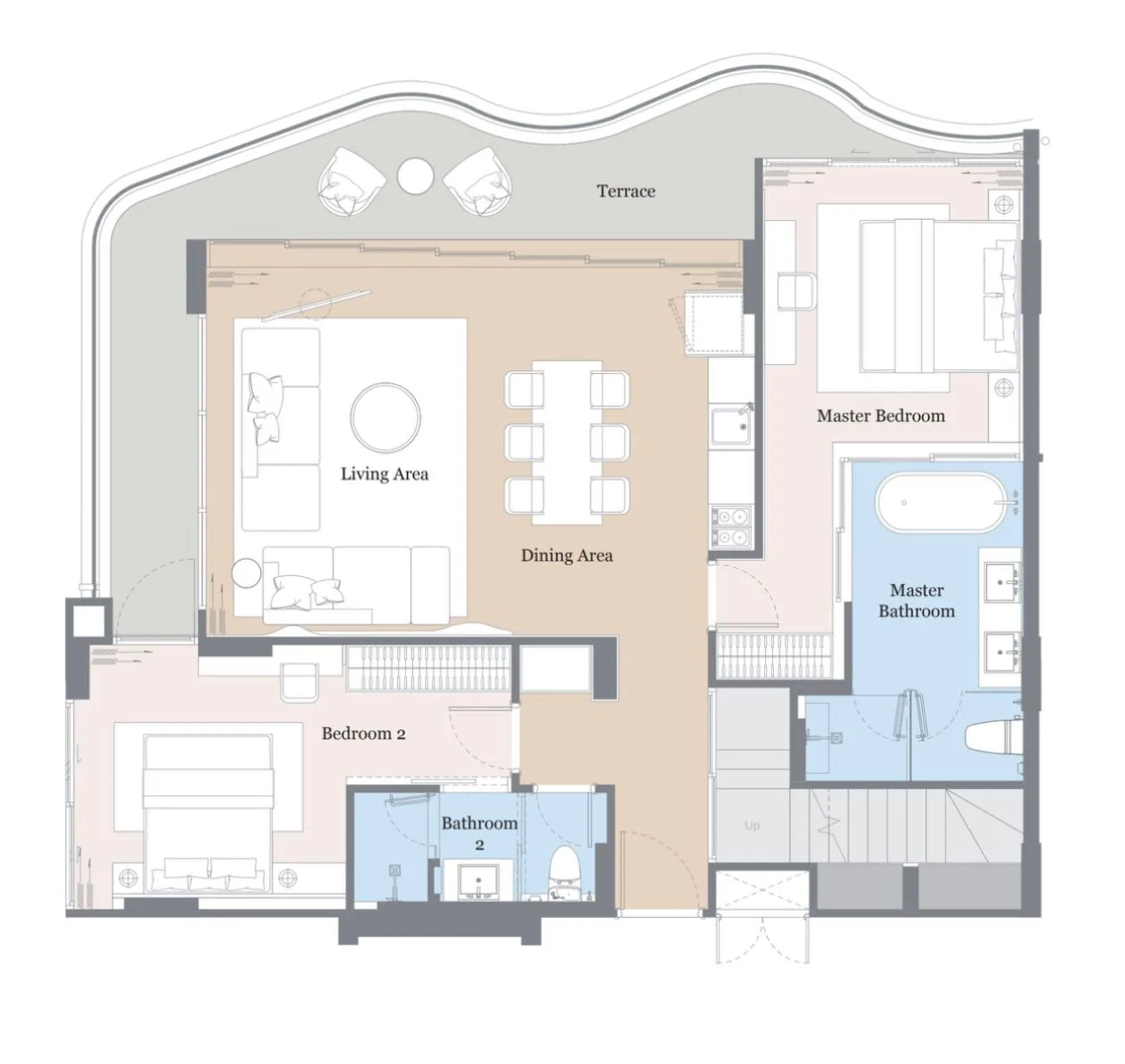 2-bedroom condo, 113 sqm