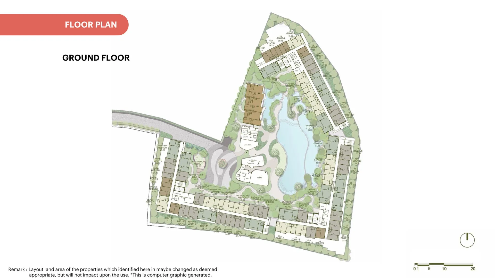 2-bedroom condo, 48 sqm