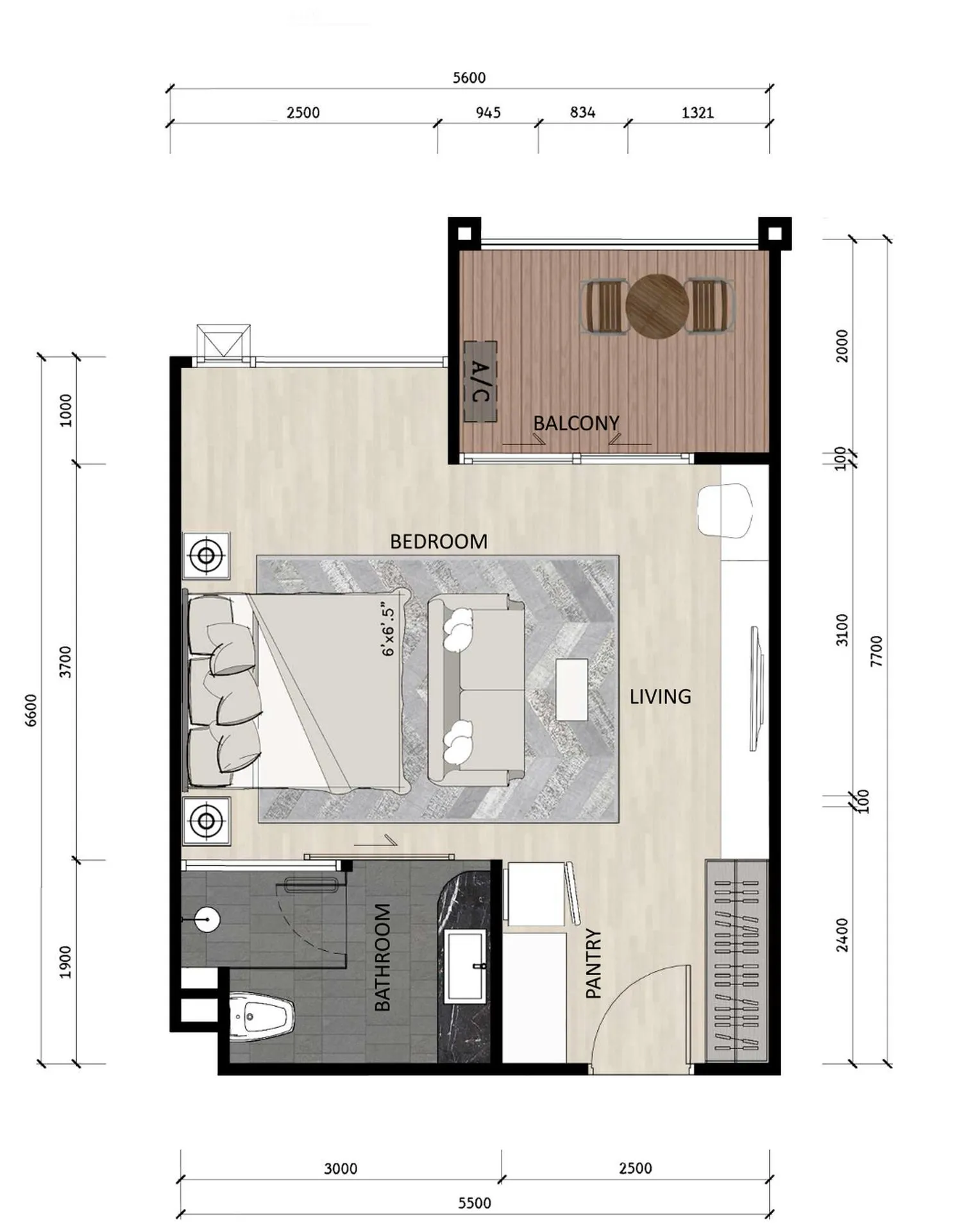 Studio, 42 sqm