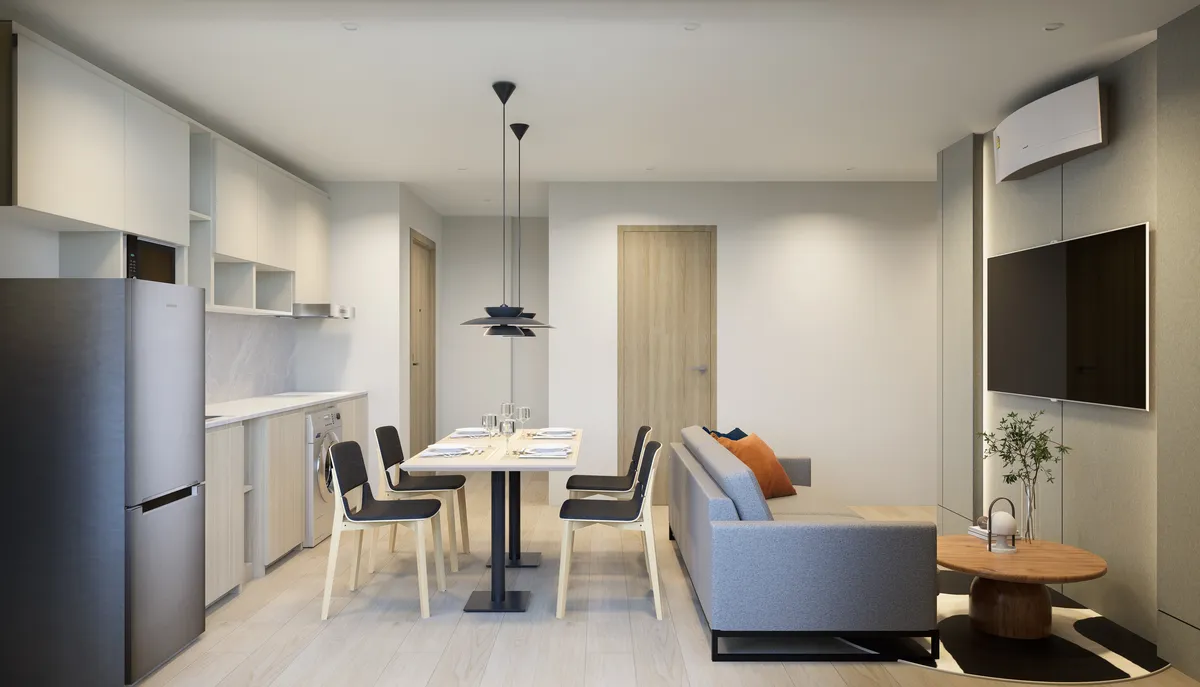 1-bedroom condo, 60 sqm