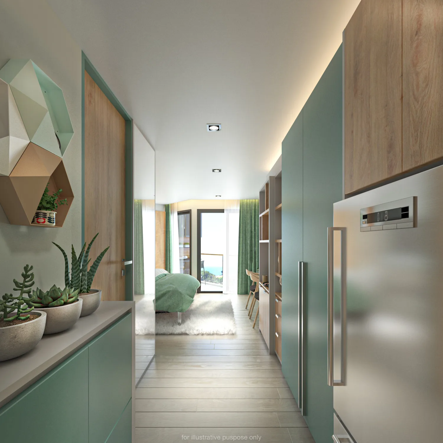 2-bedroom condo, 60 sqm
