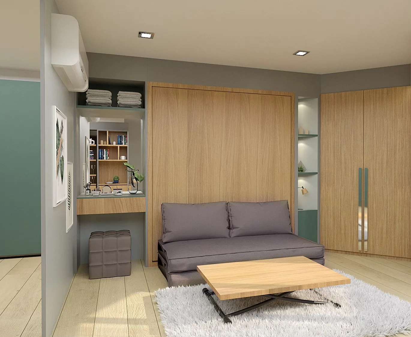 2-bedroom condo, 60 sqm