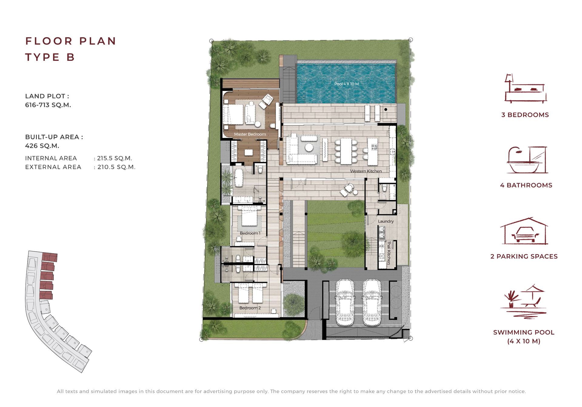 3-bedroom villa, 426 sqm