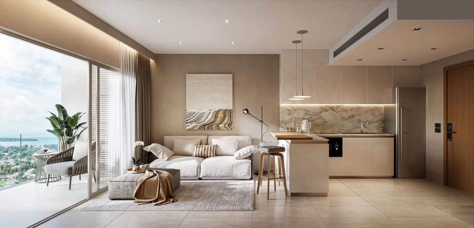 1-bedroom condo, 45 sqm