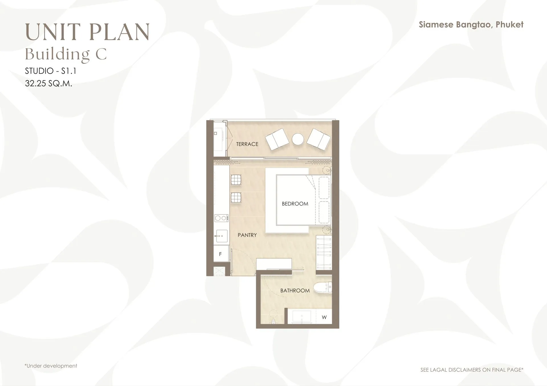 1-bedroom condo, 45 sqm