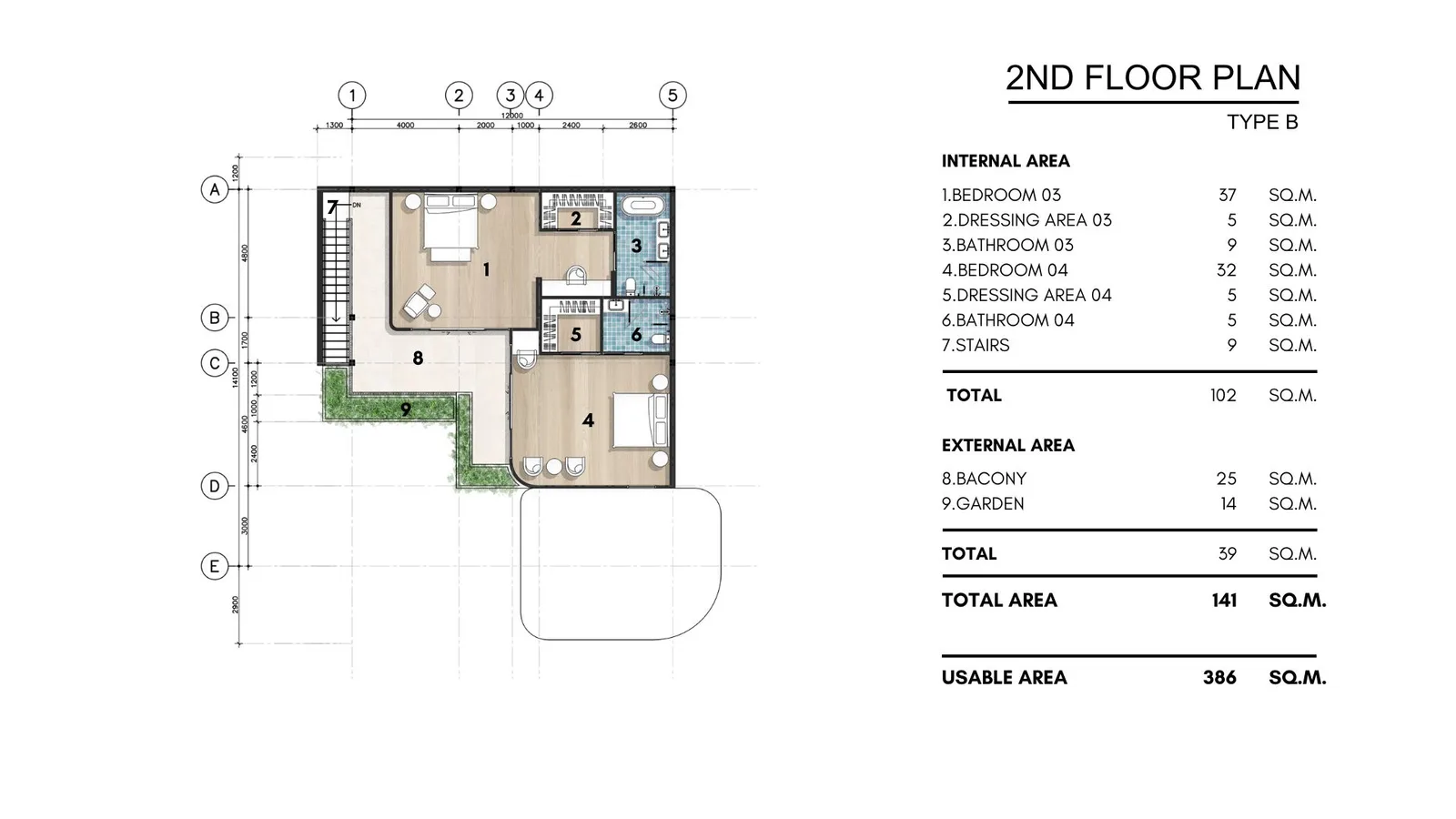 4-bedroom villa, 376 sqm