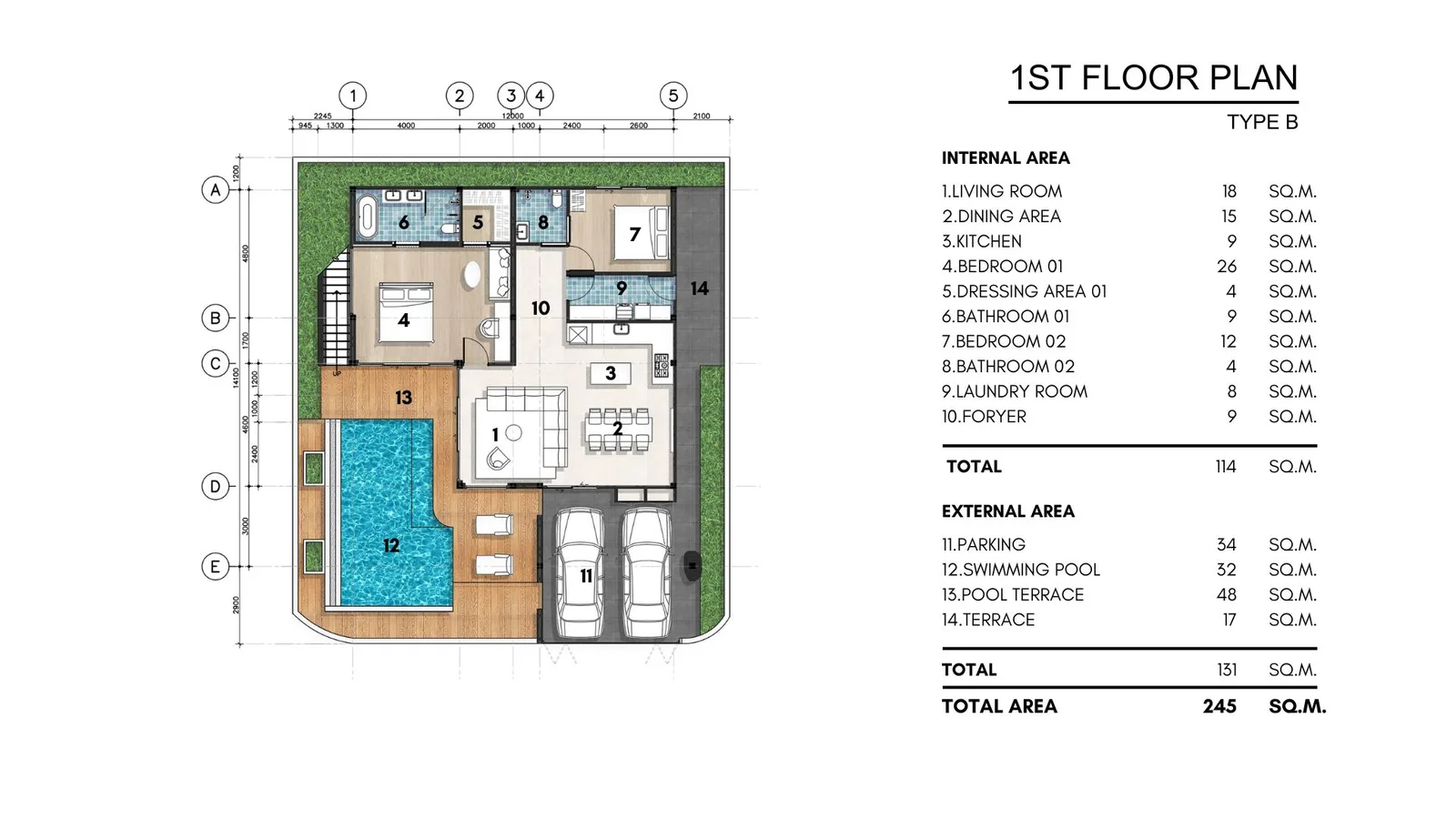 4-bedroom villa, 376 sqm