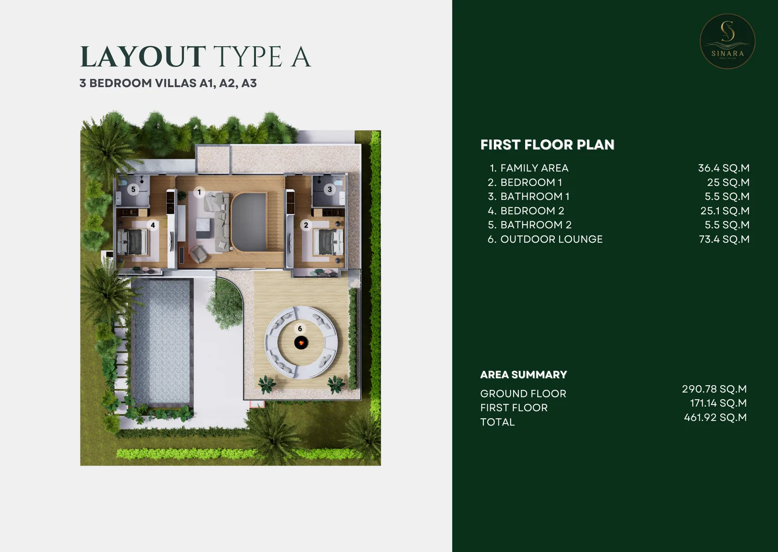 3-bedroom villa, 462 sqm