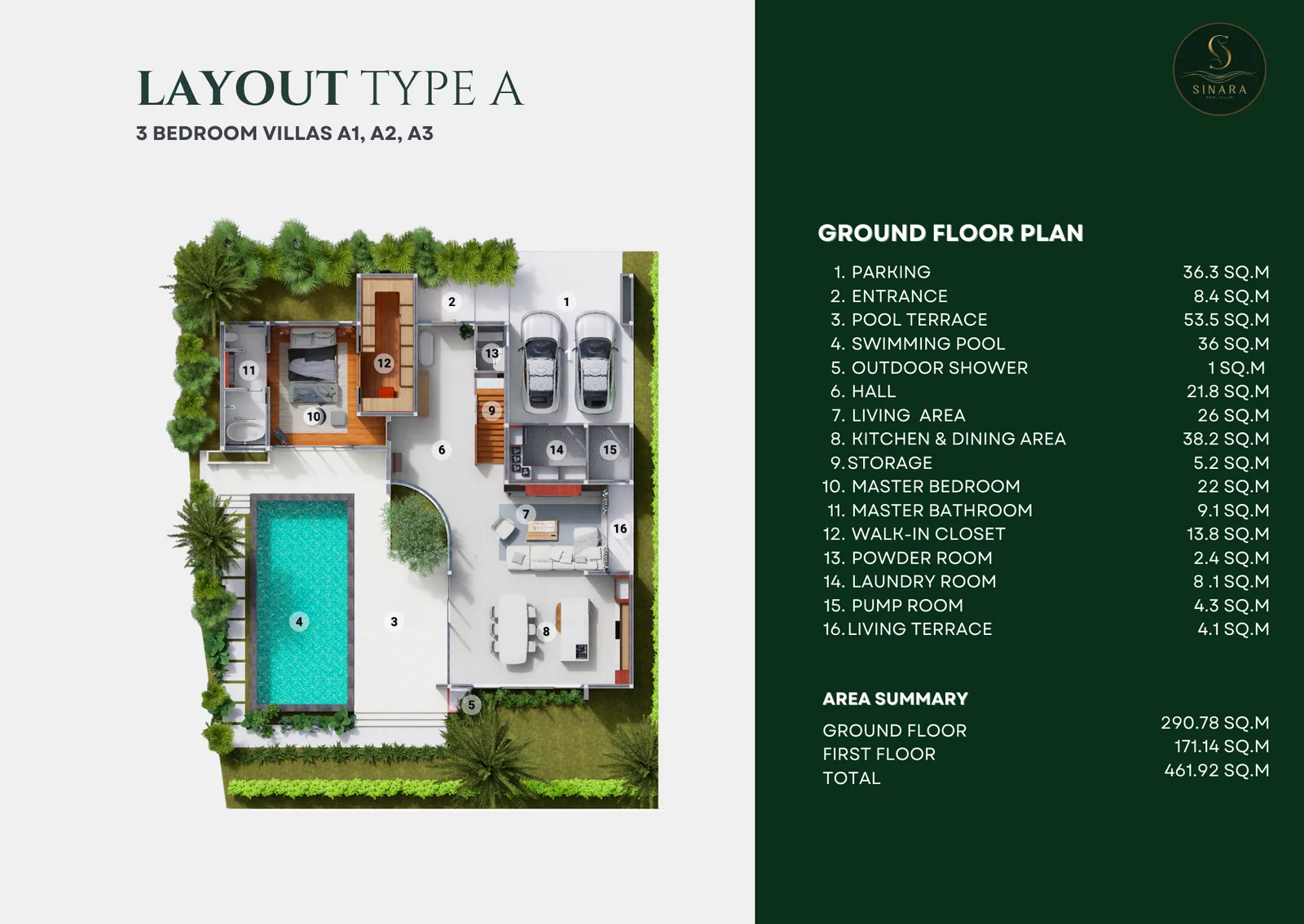 3-bedroom villa, 462 sqm